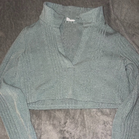 Le Lis Tops - Le Lis Green Ribbed Crop Top